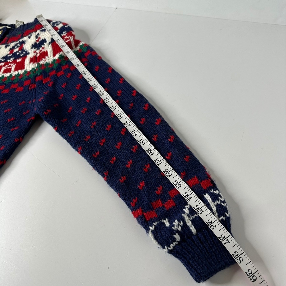 Northern Isles Cardigan Blue Gold Buttons ABC Schoolhouse Teacher Vintage Sz XL - Picture 16 of 16